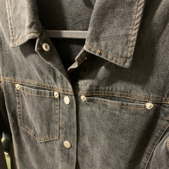 NWOT Washed Button Down Denim Shirt Dress - Picture 6 of 9